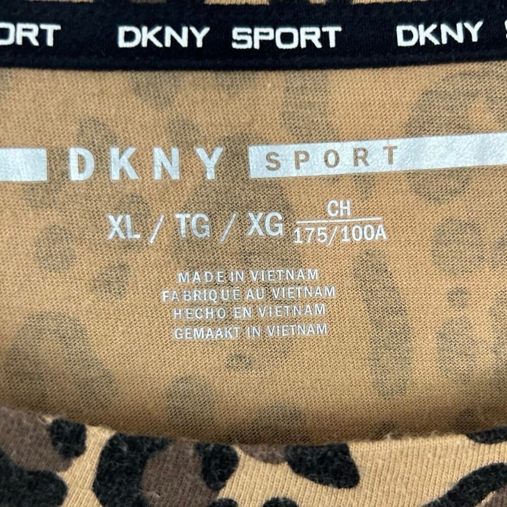 DKNY Women Long Sleeve Cheetah T-shirt Top Cotton Brown Mobwife Y2K Size XL - Picture 5 of 8